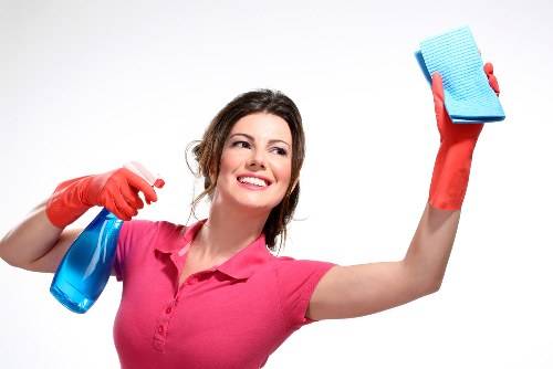 Steam carpet cleaning process in a residential hallway